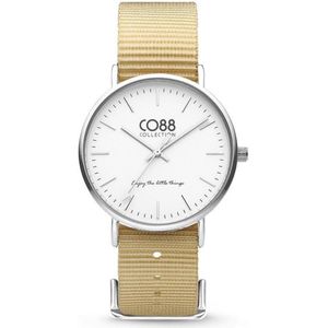 CO88 Collection Horloges 8CW 10024 Horloge met Nato Band - Ø36 mm - Beige / Zilverkleurig