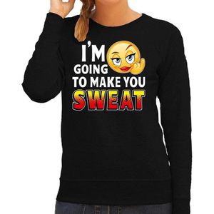 Funny emoticon sweater I am going to make you sweat zwart voor dames - Fun / cadeau trui XXL