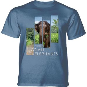 T-shirt Protect Asian Elephant Split Portrait Blue L