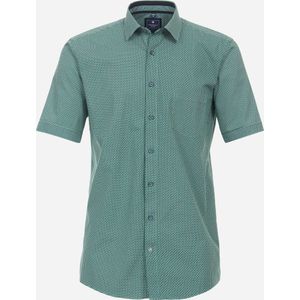 Redmond comfort fit overhemd - korte mouw - popeline - groen dessin - Strijkvriendelijk - Boordmaat: 39/40