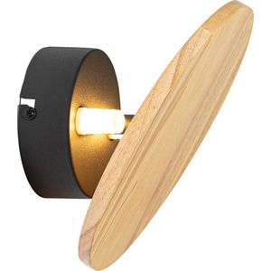QAZQA pulley - Landelijke Wandlamp voor binnen - 2 lichts - D 9.5 cm - Naturel - Woonkamer | Slaapkamer | Keuken