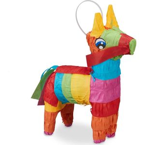 Relaxdays mini pinata ezel - piñata dier - vrijgezellenfeest - verjaardag - kleurrijk