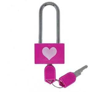 2 Stuks Hangslotje met Sleutel – Hartjes Roze – Slotje geschikt voor kluisje, locker, rugzak & tas – 7.4*3.2*2.2 cm