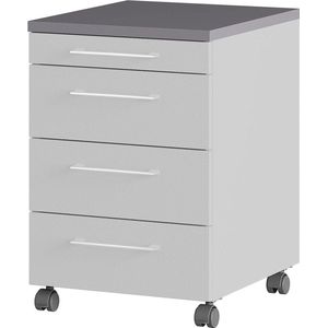 Ladeblok Discovery Lichtgrijs - Grafiet - Met wielen - Met lades - Breedte 42 cm - Diepte 49 cm - Hoogte 61 cm