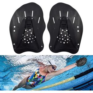 1 paar - zwempeddels - handpeddels - met verstelbare banden - handpeddels voor volwassenen en kinderen - voor beginners en gevorderde zwemmers - Zwemtrainingsaccessoires - unisex - 19*13*2,5 cm - zwart