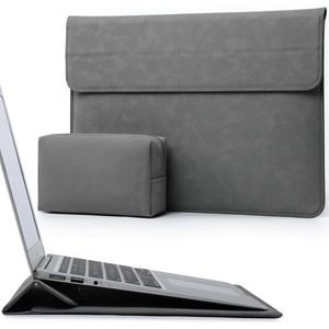 Famanu 15-16 Inch Laptop Hoes Sleeve met Standaard Functie voor MacBook Pro 16 M3/M2/M1 Pro/Max A2991 A2780 A2485 2024-2019, MacBook Pro 15 2015-2012, XPS 15, Laptopsleeve met Zakje, Donkergrijs