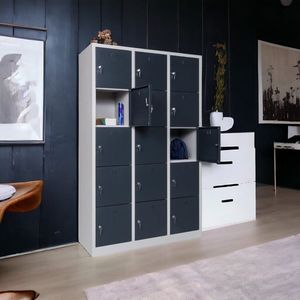 Furni24 Lockerkluis, waardevolle spullen locker, kledingkast, 190 cm x 120 cm x 45 cm, antraciet/grijs RAL 7016