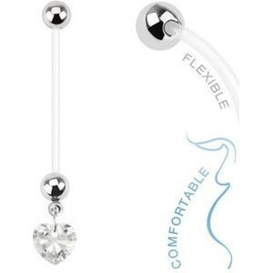 Fako Bijoux® - Zwangerschapspiercing - Hart - Wit