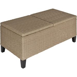 Polyrotan bijzettafel tuin salontafel tuintafel balkontafel uittrekbaar staal kaki 103 x 50 x 45,5 cm