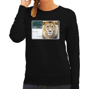 Dieren sweater leeuwen foto - zwart - dames - Afrikaanse dieren/ leeuw cadeau trui - kleding/ sweat shirt XL