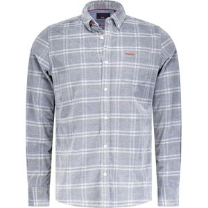 NZA - Lichtgrijs geruit corduroy overhemd - Winter Navy