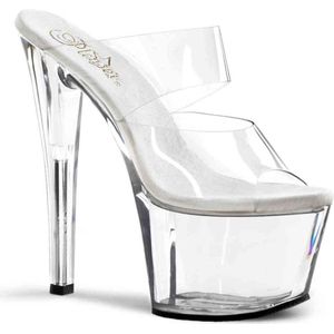 Pleaser - SKY-302 Muiltjes - Paaldans schoenen - 36 Shoes - Transparant/Zilverkleurig