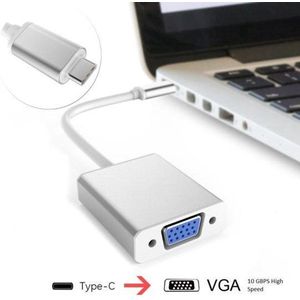 DrPhone - USB 3.1 Type C - Thunderbolt 3 - USB-C Naar VGA Converter Type C VGA Adapter Kabel - 10 GBPS - Geschikt voor o.a. Ultrabooks / Notebooks / Laptops - Hoge Snelheid - Zilver