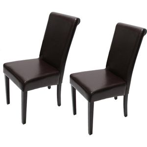Cosmo Casa - Set van 2 Eetkamerstoelen - Keukenstoelen - Leder - Bruin - Donkere Poten