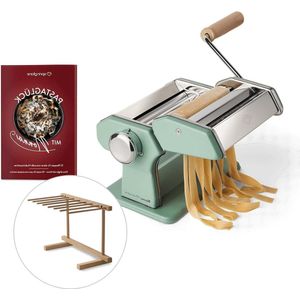 Roestvrijstalen handmatige pastamachine inclusief pastadroger & 3 snijdopzetstukken - voor spaghetti lasagne tagliatelle pasta roller