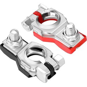 Accuklemmen met snelsluiting - universeel - top-post - autoaccessoires - set van 2 - positief/negatief