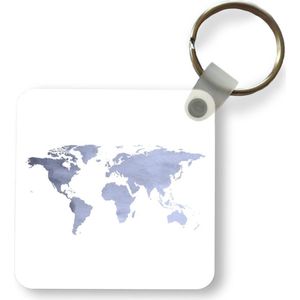Sleutelhanger - Uitdeelcadeautjes - Wereldkaart - Zilver - Wit - Plastic