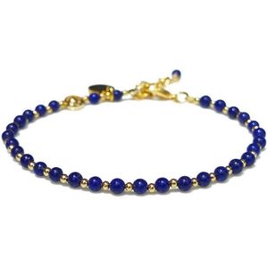 Bixorp Gems Lapis Lazuli ketting met Goudkleurige & Edelsteen kralen - Edelstenen Dames Ketting