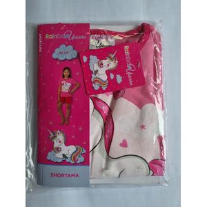 Unicorn shortama/pyjama katoen rose, eenhoorn maat 92 cm, meisjespyama