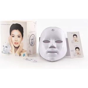 LED Gezichtsmaker - 7 Kleuren - Face Mask - Lichttherapie - Masker voor Gezicht - Tegen Acne, Droge Huid & Rimpels - Wit