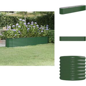 vidaXL Plantenbak - Plantenbakken - Bloembak - Kweekbak - Plantenbak 224x40x36 cm gepoedercoat staal groen