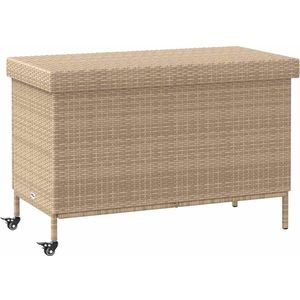 vidaXL - Tuinbox - met - wielen - 110x55x73 - cm - poly - rattan - gemengd - beige