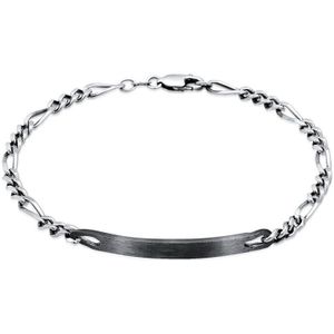 KUZZOI Heren Armband Mannen ID bord Figaro Discreet Classic in 925 Sterling Zilver