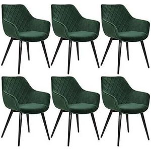 Rootz Set van 6 fluwelen eetkamerstoelen - Fauteuils - Gestoffeerde stoelen - Comfortabel, duurzaam, veelzijdig - 84 cm x 41 cm x 45 cm