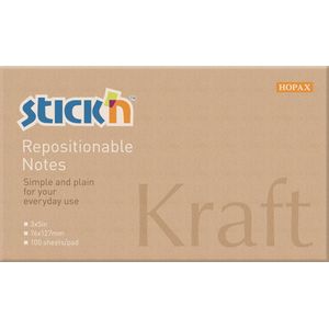 Stick'n sticky notes - 76x127mm, kraft papier, 100 memoblaadjes