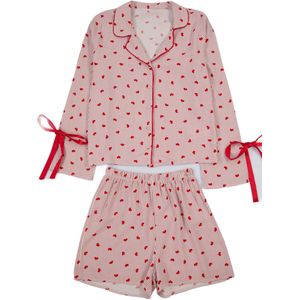 Trendyol Lichtroze Geknoopte/Lint/Strik En Bies Viscose Shorts Geweven Pyjamaset Thmss24Pt00047