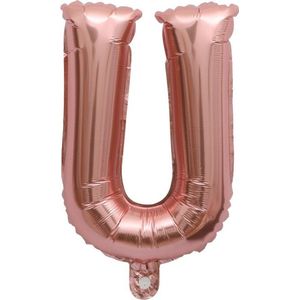 Folieballon / Letterballon Rose Goud  - Letter U - 41cm