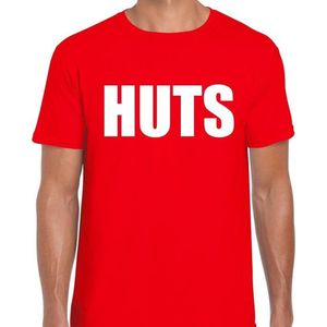 HUTS heren shirt rood - Heren feest t-shirts XXL