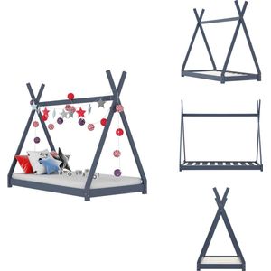 vidaXL Kinderbedframe - Kinderbedframes - Bed - Bedden - Kinderbedframe massief grenenhout grijs 70x140 cm