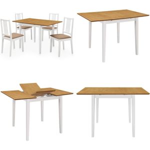 vidaXL 5-delige Eethoek MDF wit - Eetkamertafel En -stoel - Eetkamertafels En -stoelen - Tafel - Tafels