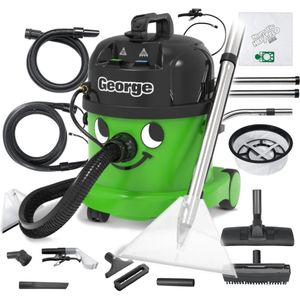 Numatic George - tapijtreiniger stofzuiger -  15 liter - 1060W - 10M snoer - inclusief accessoire kit voor reinigen van tapijt en bekleding, textiel, auto interieur  - nat en droogzuiger - sproei-extractieapparaat, extractiemachine - bouwstofzuiger