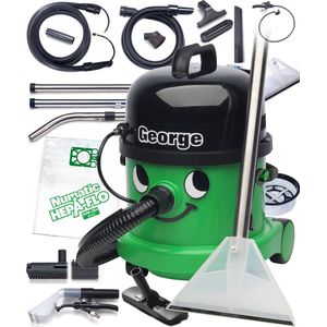 Numatic George - tapijtreiniger stofzuiger -  15 liter - 1060W - 10M snoer - inclusief accessoire kit voor reinigen van tapijt en bekleding, textiel, auto interieur  - nat en droogzuiger - sproei-extractieapparaat, extractiemachine - bouwstofzuiger