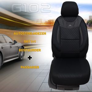 Autostoelhoezen voor VW Caddy 4 2011-2021 in pasvorm, set van 2 stuks Bestuurder 1 + 1 passagierszijde G - Serie - G701 - Zwart