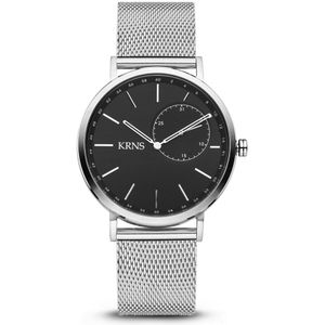 KRNS 3014 - Horloge - Analoog - Heren - Mannen - Milanese band - Zilverkleurig - Zwart