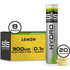 Science in Sport - SIS Go Hydro Bruistabletten - 300mg Elektrolyten - Lemon Smaak - 8x20 (160) Tabletten voordeelverpakking