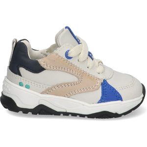 BunniesJR 224374-503 Jongens Lage Sneakers - Grijs/Beige/Blauw - Leer - Veters