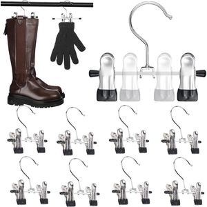 Multifunctionele metalen kleerhangers - 9 stuks, dubbele verstelbare clips, antislip broekhangers