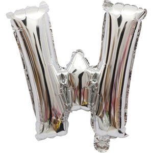Folieballon / Letterballon Zilver - Letter W - 41cm