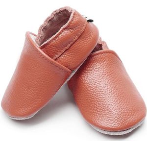Supercute - leren sloffen - cognac bruin - leren schoenen - 6 t/m 12 maanden