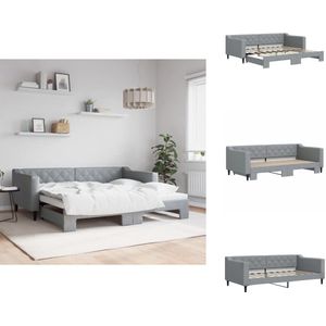 vidaXL Slaapbank Met Onderschuifbed - Slaapbanken Met Onderschuifbedden - Slaapbank - Bedbank - Slaapbank met onderschuifbed 90x190 cm stof lichtgrijs