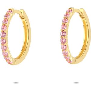 Twice As Nice Oorbellen in 18kt verguld zilver, roze zirkonia