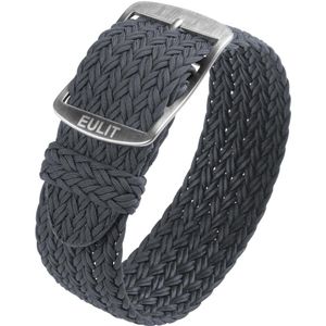 EULIT horlogeband - perlon - 20 mm - grijs - metalen gesp