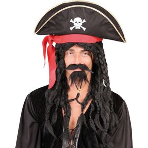Guirca Carnaval verkleed hoed voor een Piraat - zwart - polyester - heren/dames