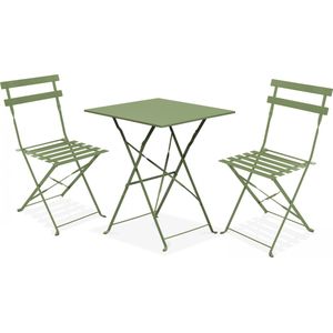 Oviala - Tuintafel en 2 groene cactusstoelen van staal