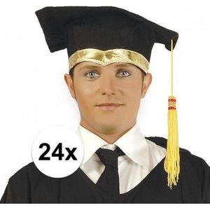 24x Luxe afstudeerhoedje / geslaagd hoedje met gouden details - afstudeerpet