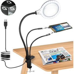 Opvouwbaar Vergrootglas op Standaard - LED-verlichting - Verstelbare Vergroting - Handsfree Gebruik - Ideaal voor Precisiewerk en Hobby's